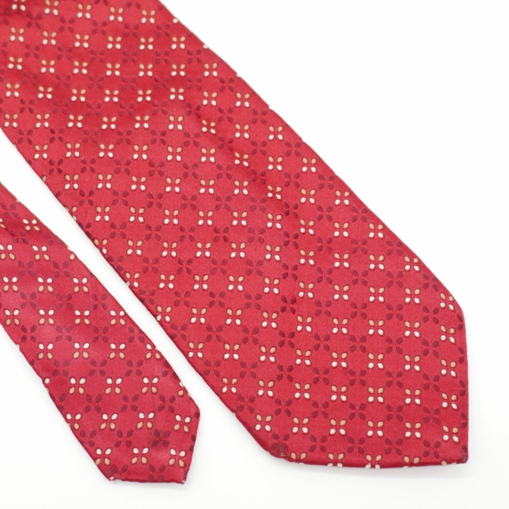 Jos A Bank Signature Collection Red Woven Floral Geometric Long Silkβ Tie Italy